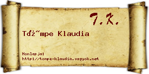 Tömpe Klaudia névjegykártya